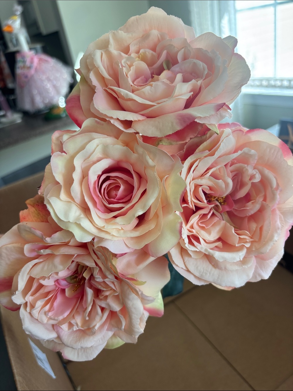4 Michaels Peach Pink Artificial Roses